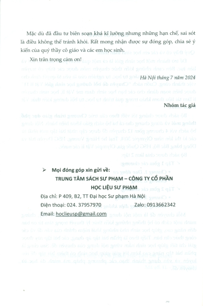 CHUYÊN ĐỀ BỒI DƯỠNG HỌC SINH GIỎI VẬT LÍ LỚP 11 - TẬP 2 (Theo chương trình GDPT mới)